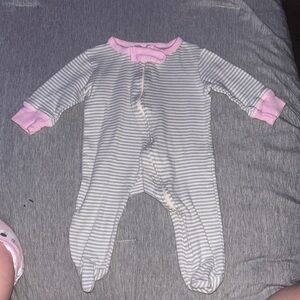 Pink and White Footies One Piece with Enclosed Feet